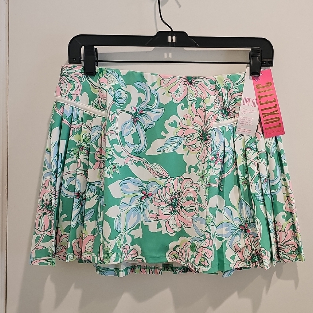 Lilly Pulitzer Luxletic Floral Skort in Green and Pink